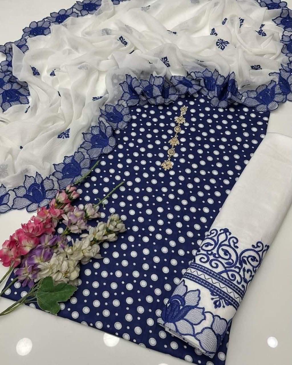 Polka Print Lawn 3PC Unstitched Suit