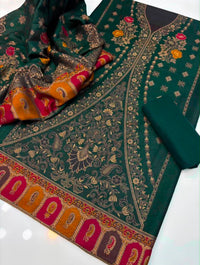 PASHMINA WOOL RASHAM JAQUARD 3 PIECE SUIT