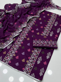 Computer Cross Stitch Sequence Embroidered 3PC Suit