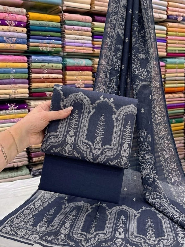 J. Brand 3-Piece Digital Printed Lawn Suit with Voil Dupatta