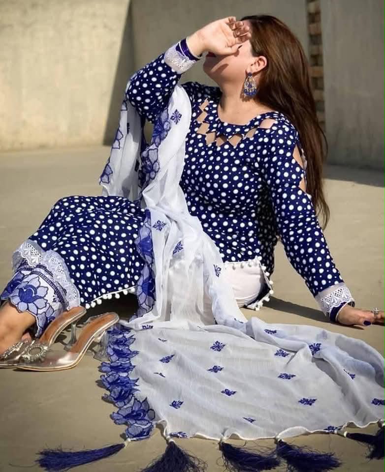Polka Print Lawn 3PC Unstitched Suit
