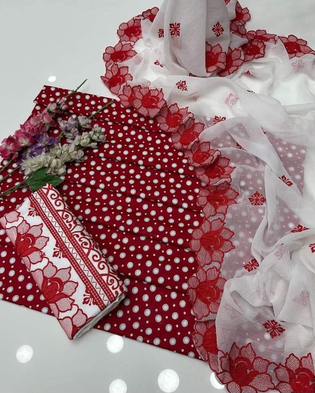 Polka Print Lawn 3PC Unstitched Suit