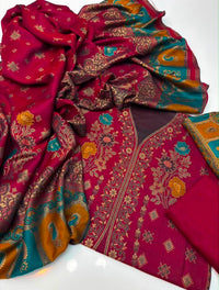 PASHMINA WOOL RASHAM JAQUARD 3 PIECE SUIT