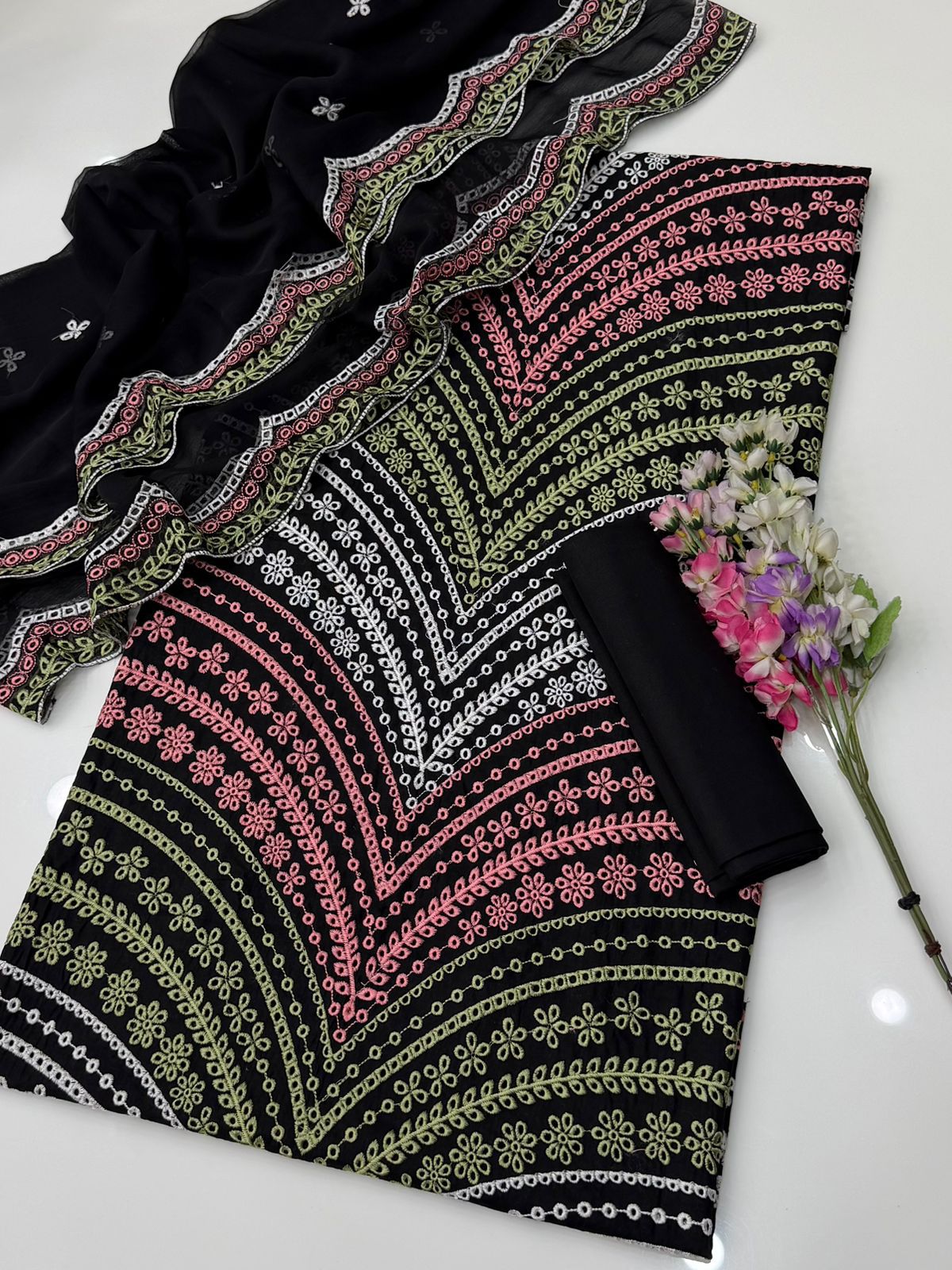 MARIA.B BUTTERFLY CHIKANKARI EMBROIDERED 3 PIECE SUIT