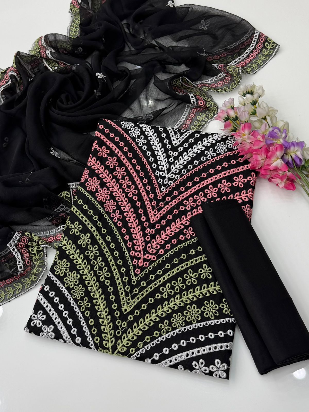 MARIA.B BUTTERFLY CHIKANKARI EMBROIDERED 3 PIECE SUIT