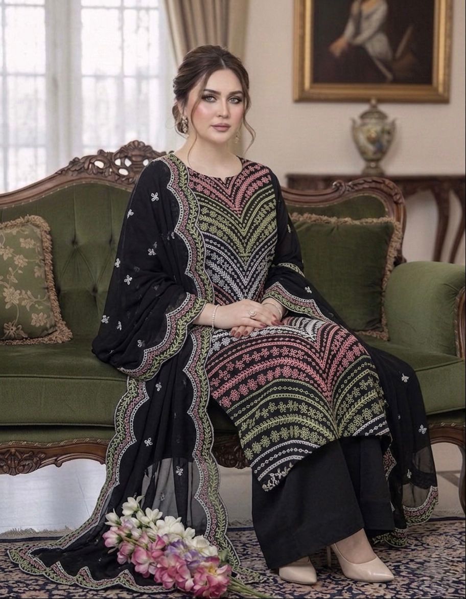 MARIA.B BUTTERFLY CHIKANKARI EMBROIDERED 3 PIECE SUIT