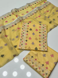 Computer Cross Stitch Sequence Embroidered 3PC Suit