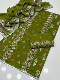 Computer Cross Stitch Sequence Embroidered 3PC Suit